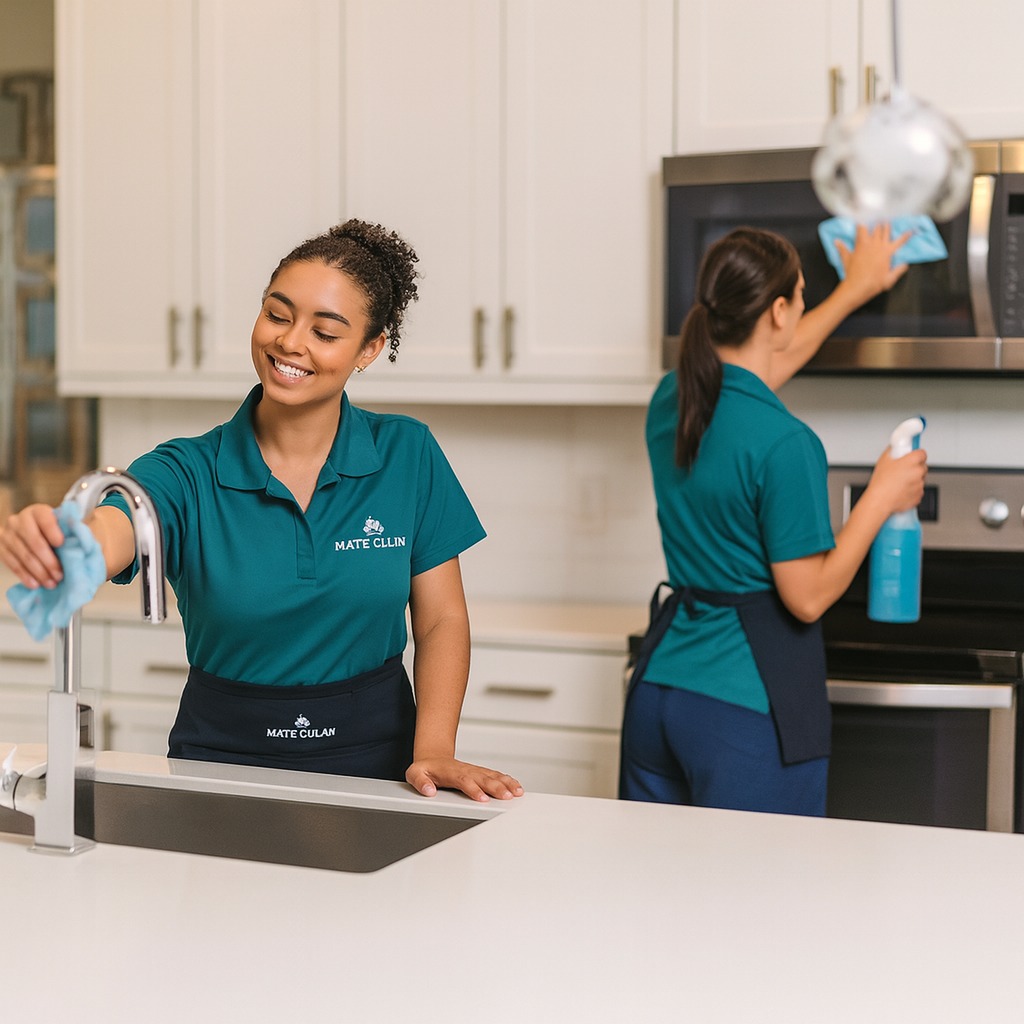 Professional Mate Cleaning cleaners working in a kitchen